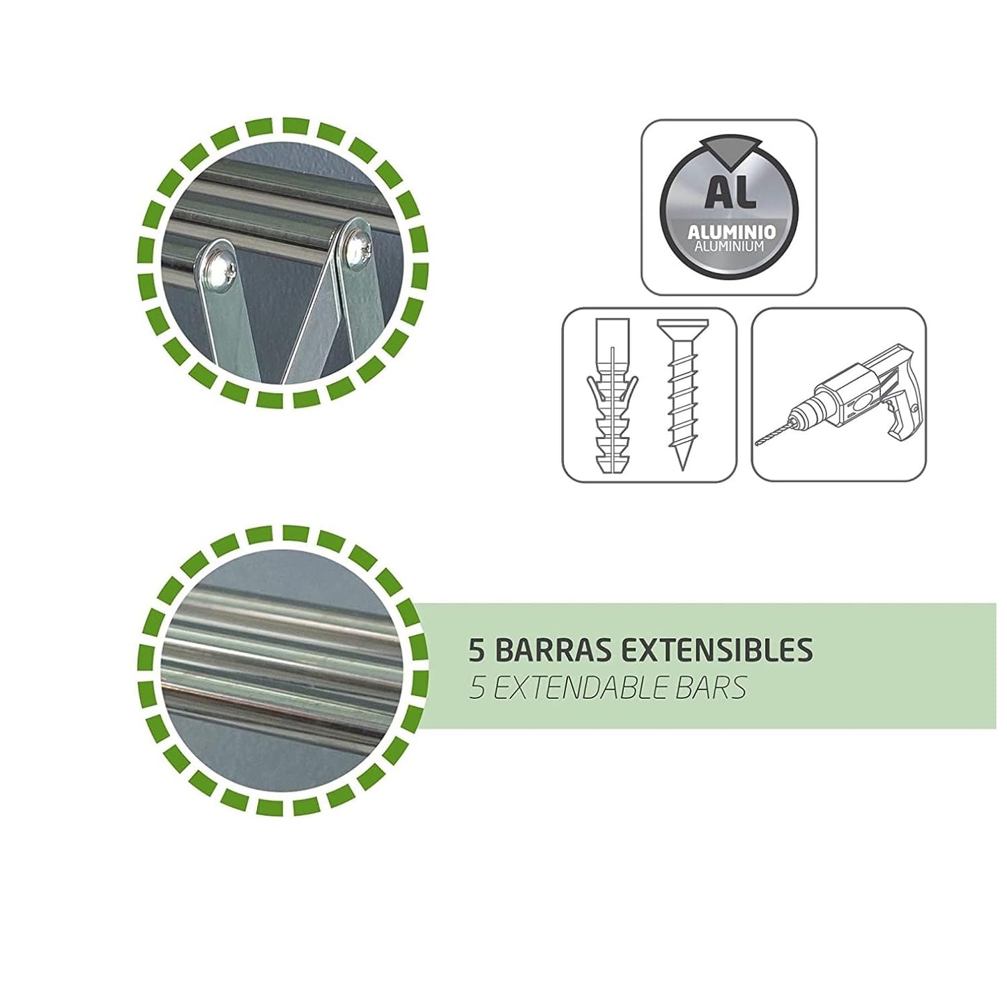 फोल्डेबल एक्सटेंडेबल ड्राईंग रैक | सभी प्रकार के कपड़े टांगने के लिए उपयुक्त | आंतरिक और बाहरी के लिए आदर्श, बाथरूम इनडोर आउटडोर के लिए उच्च प्रतिरोध एल्यूमीनियम से बना है
