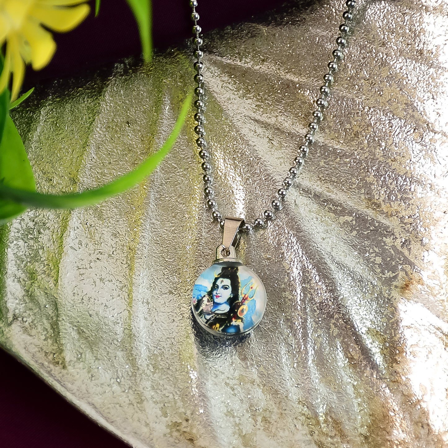 Mahadev And Evil Eye Front And Back Pendent WIth Chain For Men And Women (1 Pc)