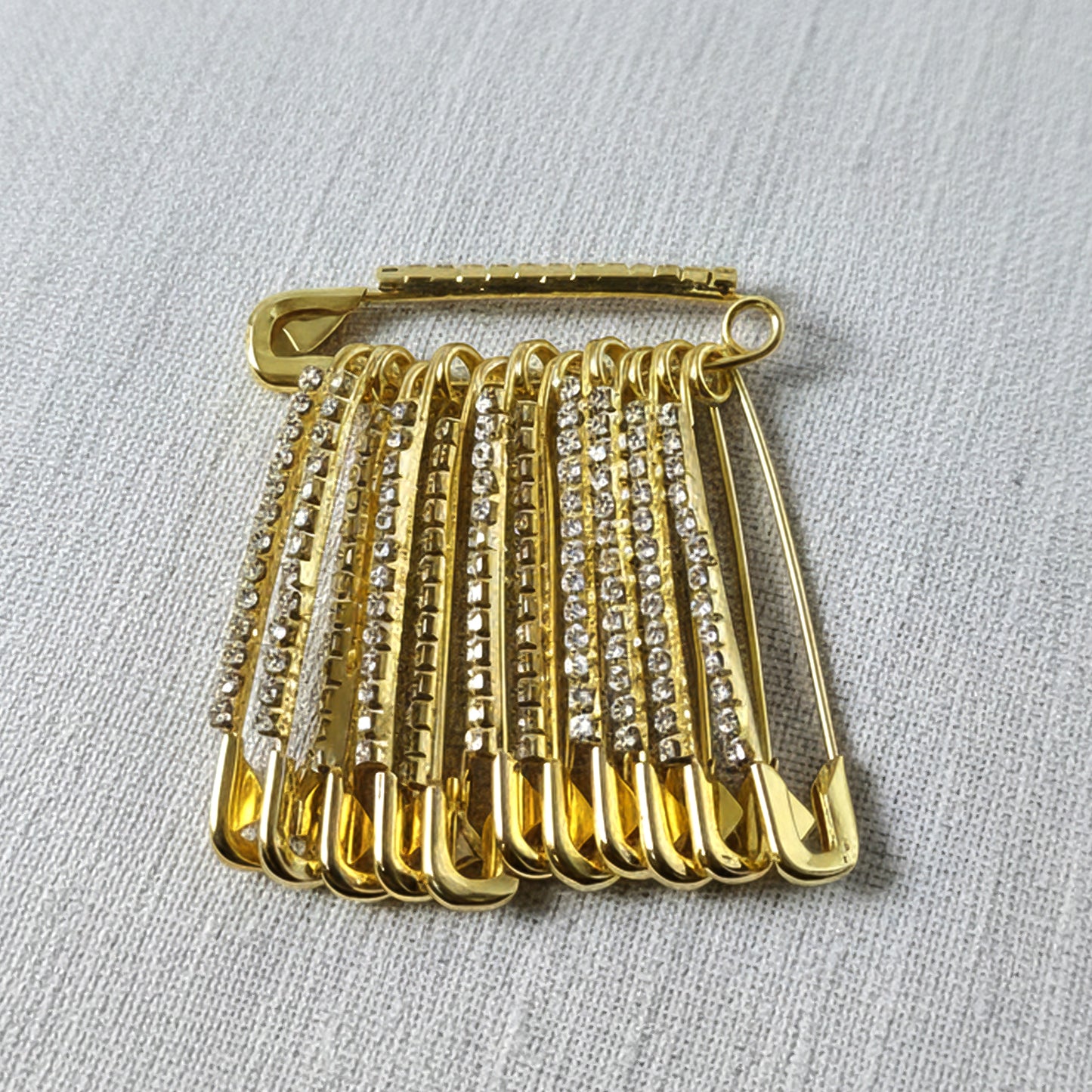 Decorative Golden Safety Pin Brooch Set (12 Pc Set)