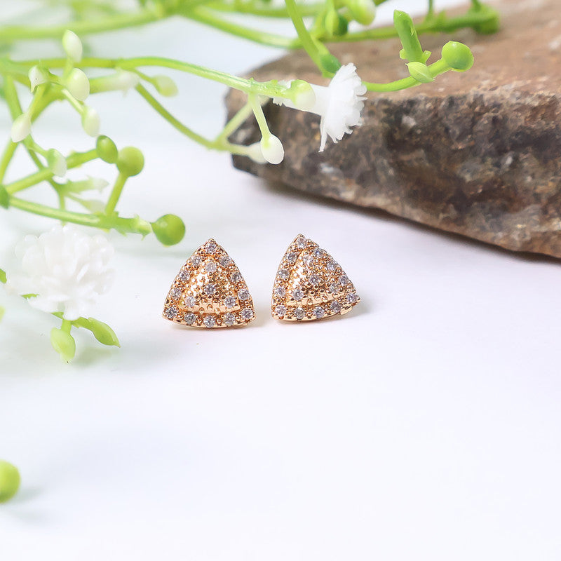 Trendy Gold-Plated Triangle CZ Stud Earrings for Women