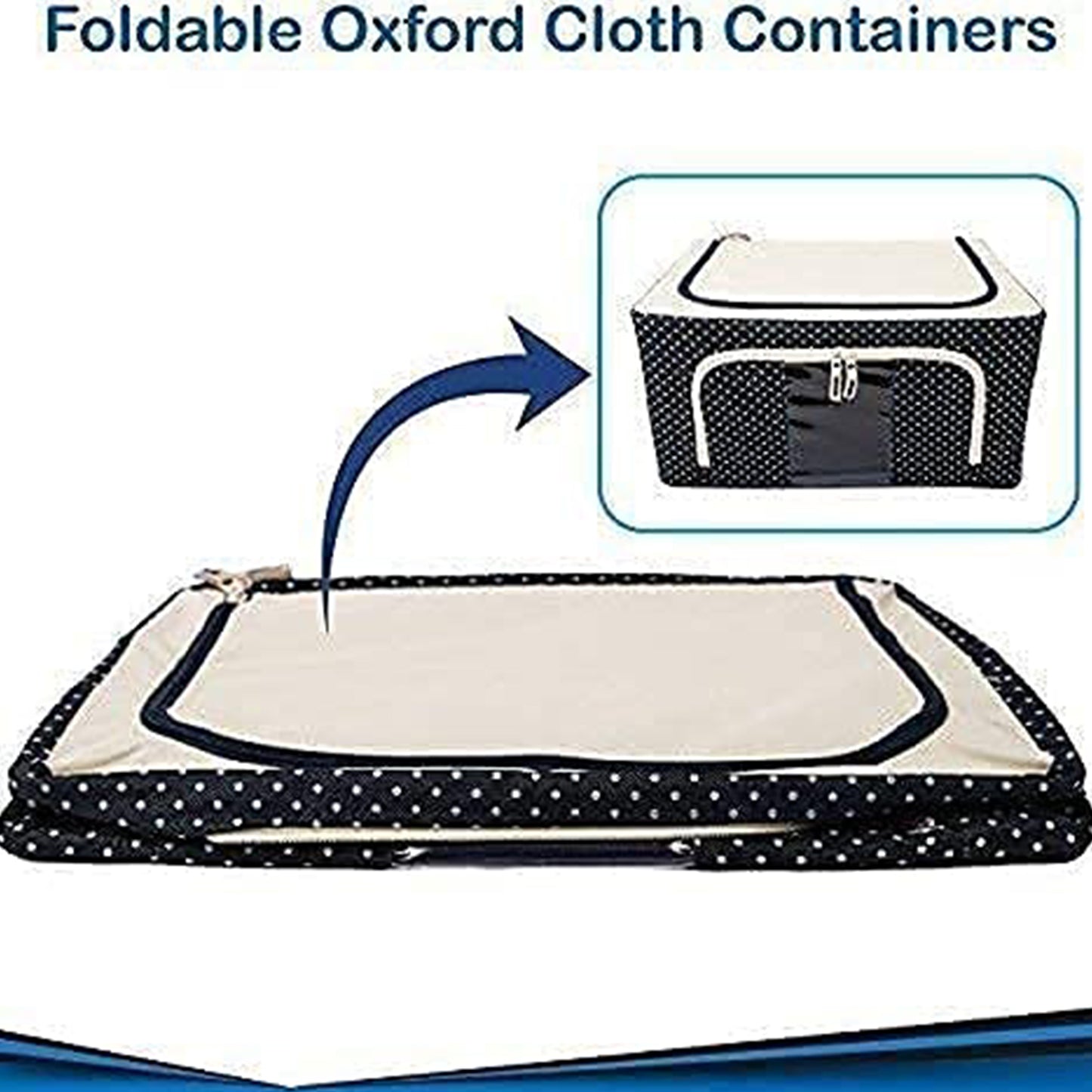 Foldable Steel Frame Clothes Living Storage Organizer Handled Bag 60cm X 43cm X 32cm (Mix Color)