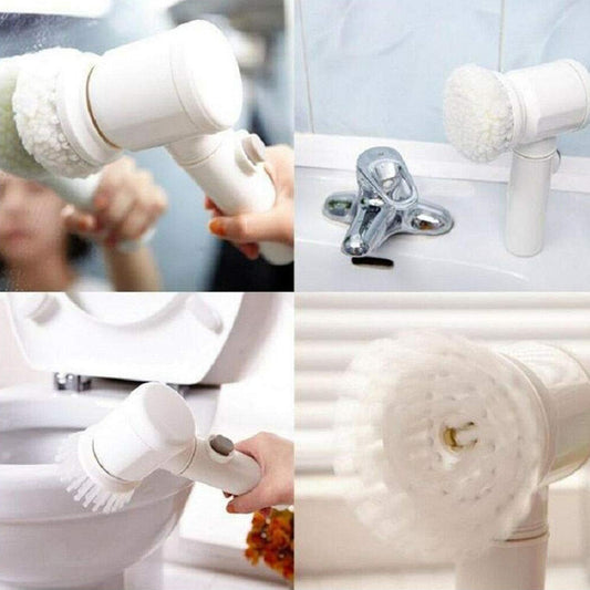 6264 મલ્ટિફંક્શનલ મેજિક બ્રશ, 2 બદલી શકાય તેવા બ્રશ હેડ સાથે પોર્ટેબલ ઇલેક્ટ્રિક ક્લિનિંગ બ્રશ, હેન્ડહેલ્ડ પાવર સ્પિનિંગ સ્ક્રબ બ્રશ, કિચન, સિંક, વોલ, બારી, ટોઇલેટ, બાથરૂમ માટે શાવર ક્લીનર બ્રશ (5 માં 1)