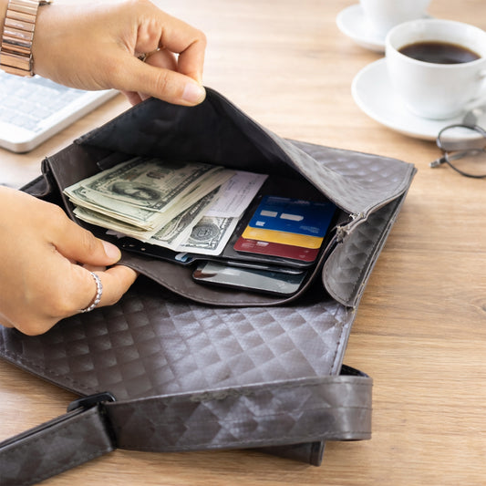 Mens womens quilted crossbody sling bag with adjustable strap