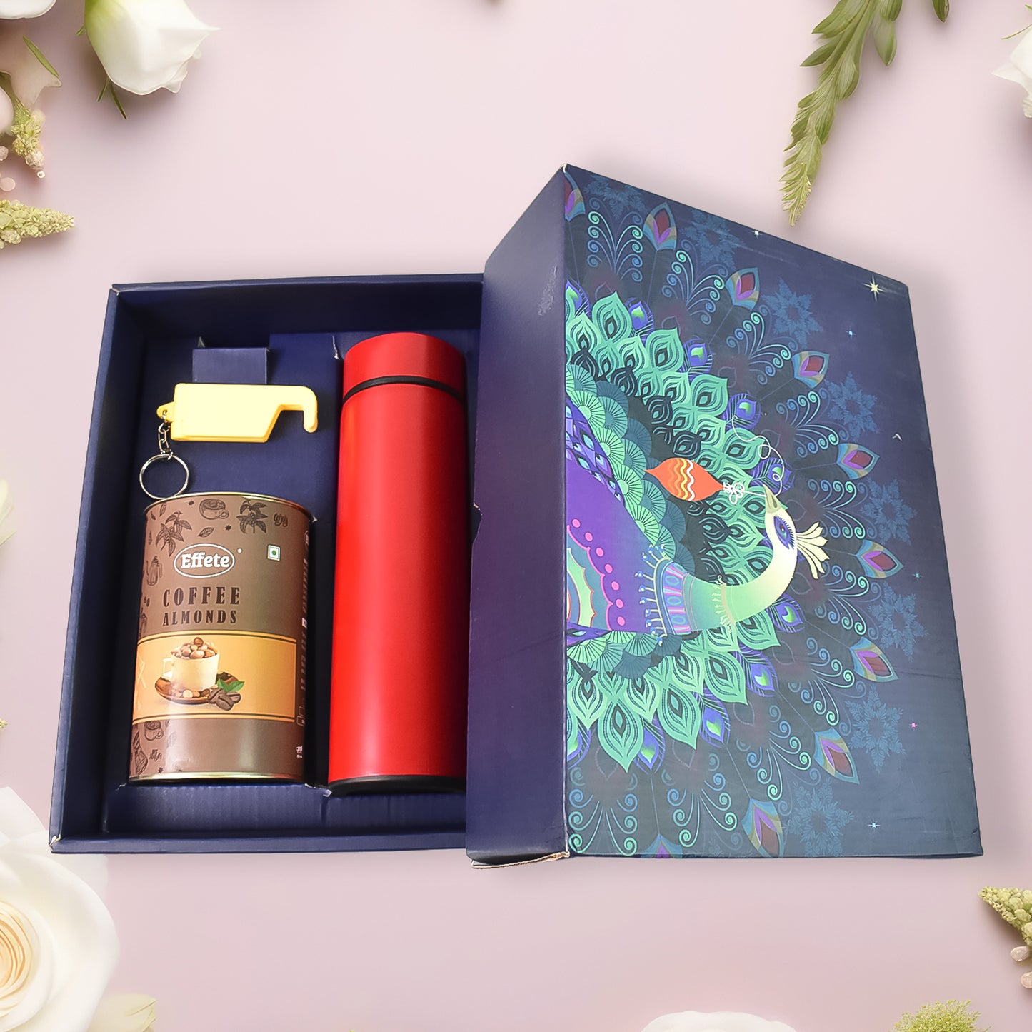 Personalized Temperature Water Bottle 2in1 Keychain and Coffee Chocolate 3 Pc Set