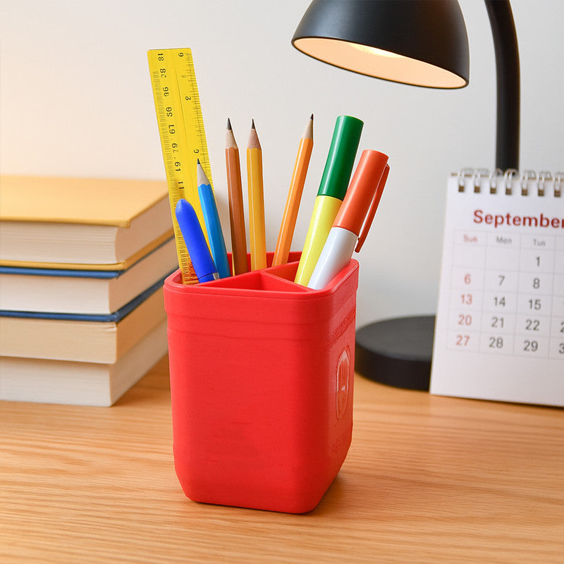 OfficeMate Pen Stand – Tri-Section Desk Organizer for Stationery, Pens, and Office Supplies