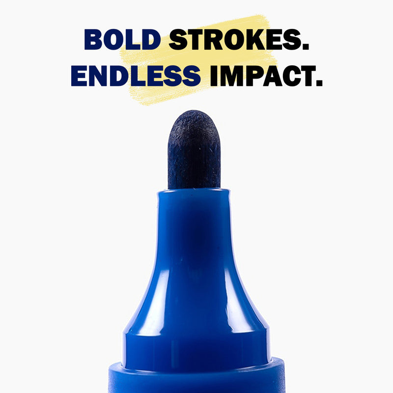 Camlin Bold-E Permanent Marker – Blue Colour, Bold & Long-Lasting Ink, Refillable Permanent Markers for Multi-Surfaces – Pack of 10