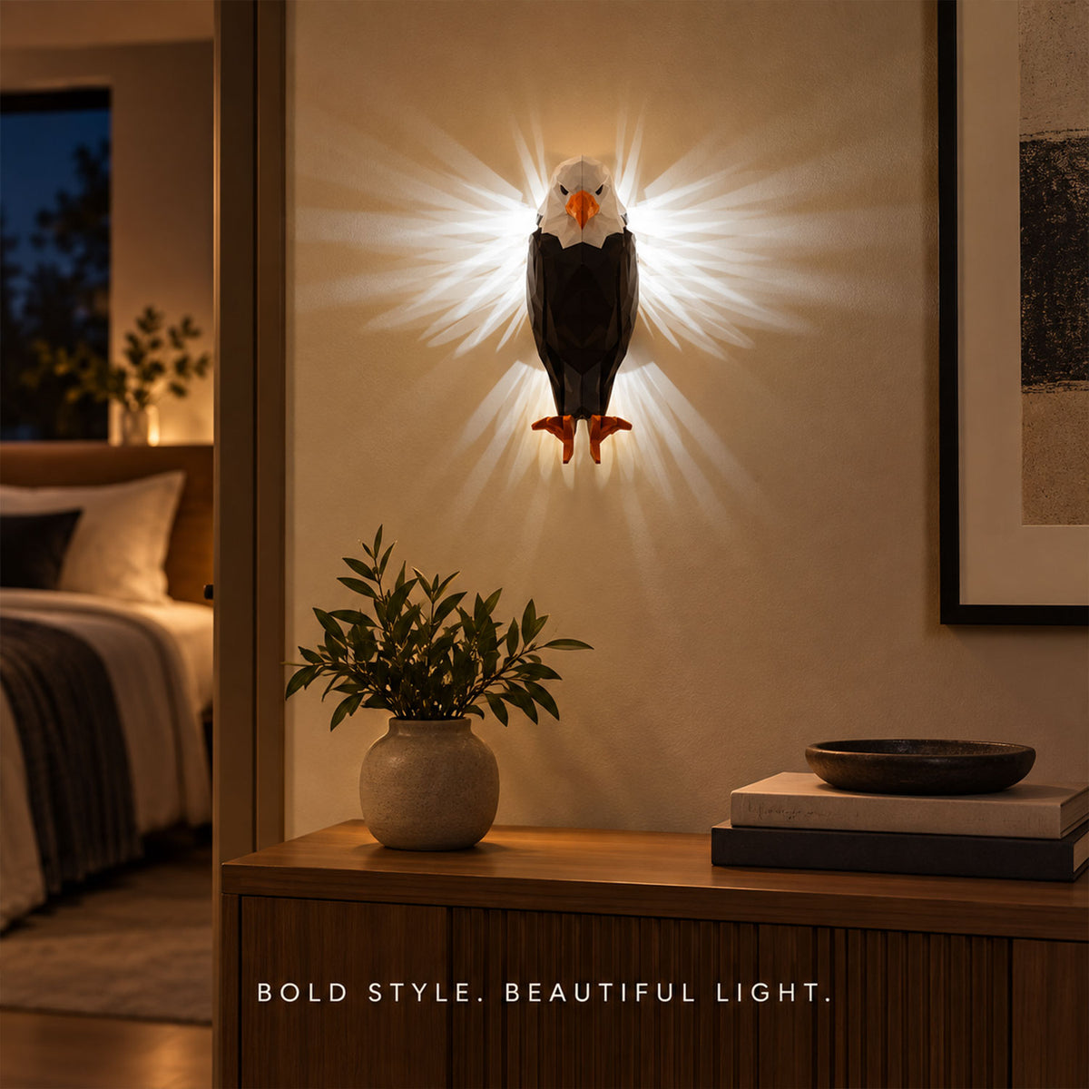 Eagle Shaped LED Ambient Wall Light with Remote and Magnetic Holder (1 Pc Set)