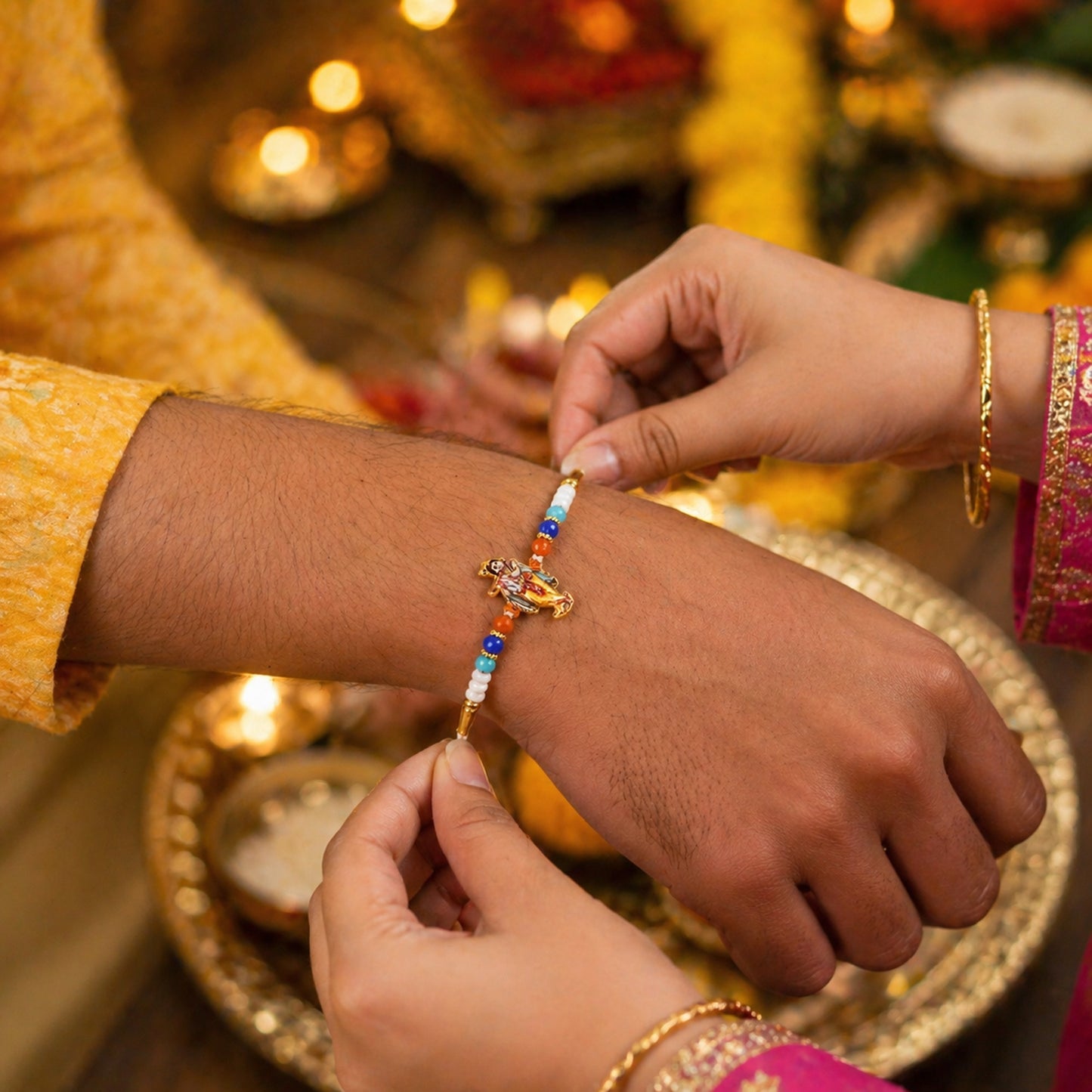 Traditional soft thread of Lord Krishna designer Rakhi