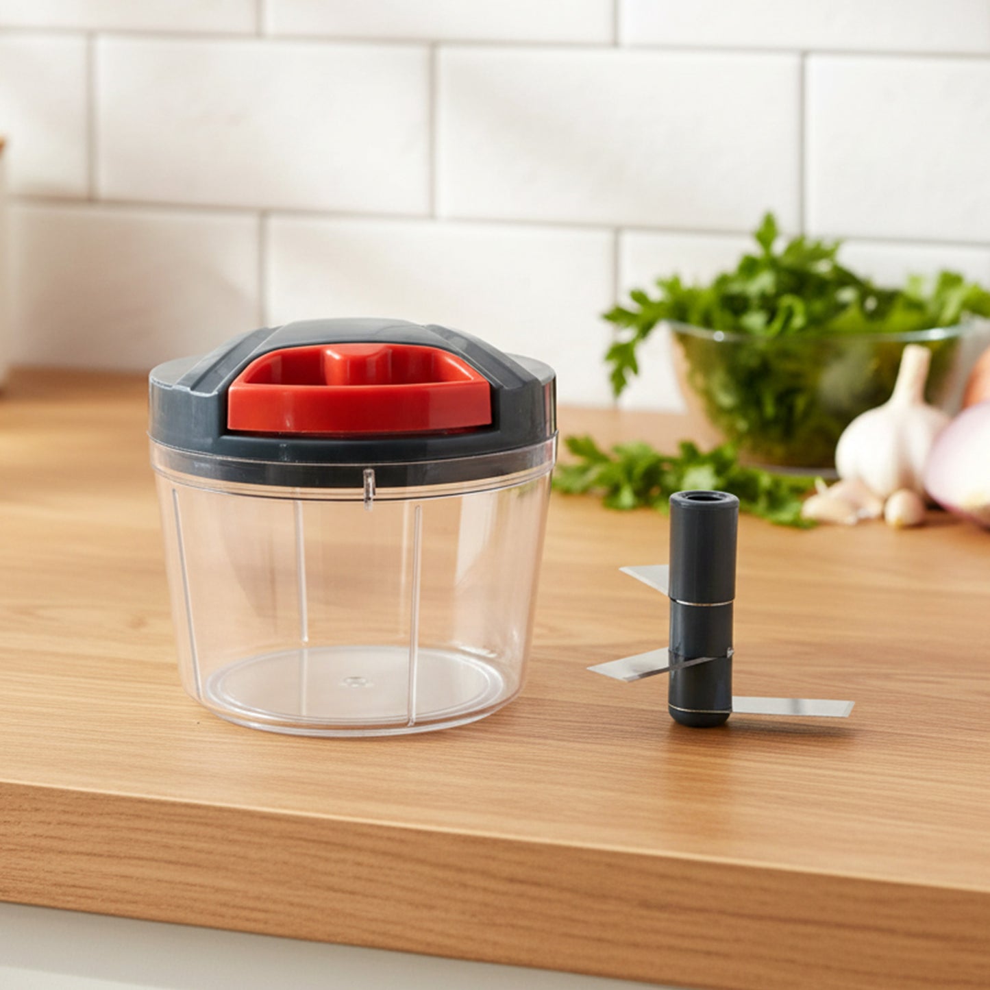 Compact Manual Hand-Press Vegetable Chopper (1 Pc)