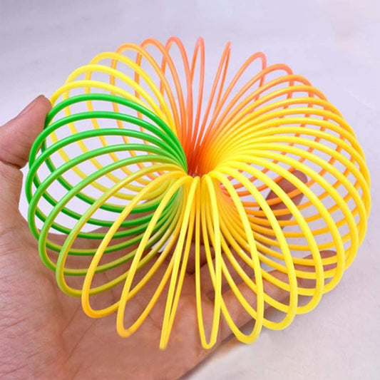 Compact Rainbow Slinky Spring Toy vibrant multicolor coil