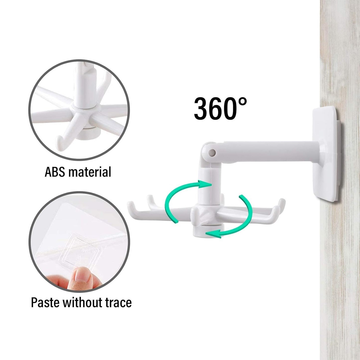 360° Rotating Folding Hook Self-Adhesive Waterproof Wall Mounted Hook