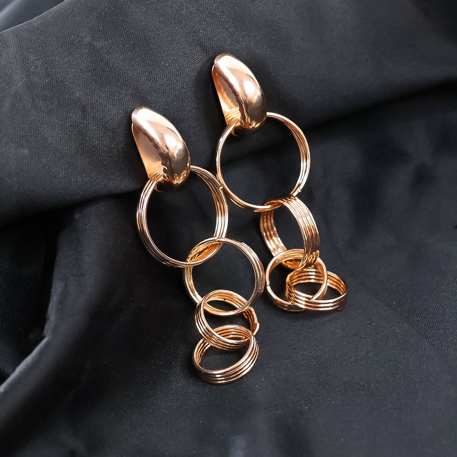 Gold Toned Contemporary Drop Earrings (Pair Of 1)