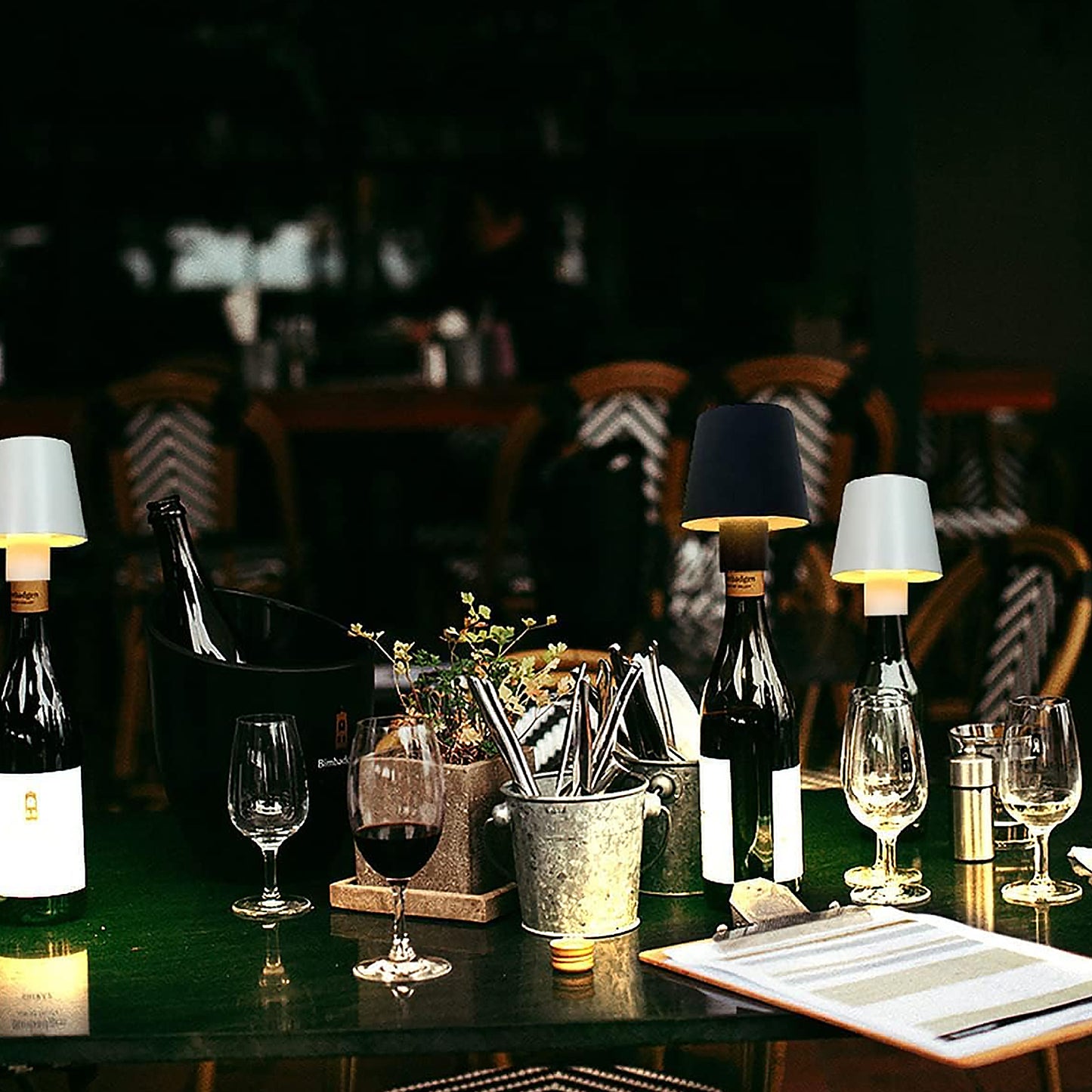 USB Rechargeable LED Bottle Lamp – 3 Color Dimmable Wireless Table Light for Home & Bar (1 Pc)