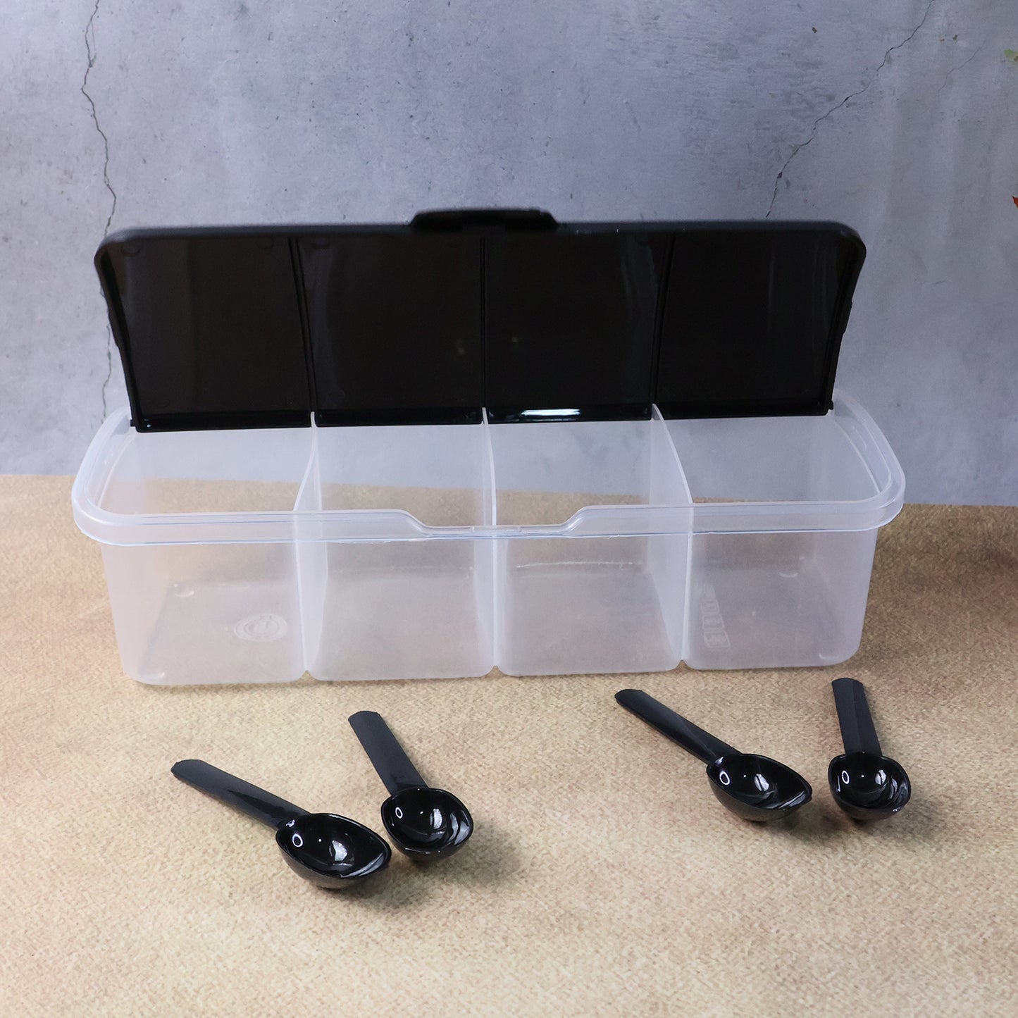 Kitchen Multipurpose Air-tight 4 Sections Storage Containers / Masala Box (1 Set)