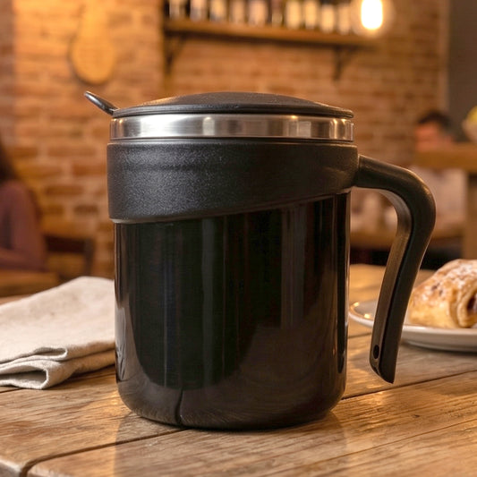 Stylish black insulated dolphin mug with lid for daily use