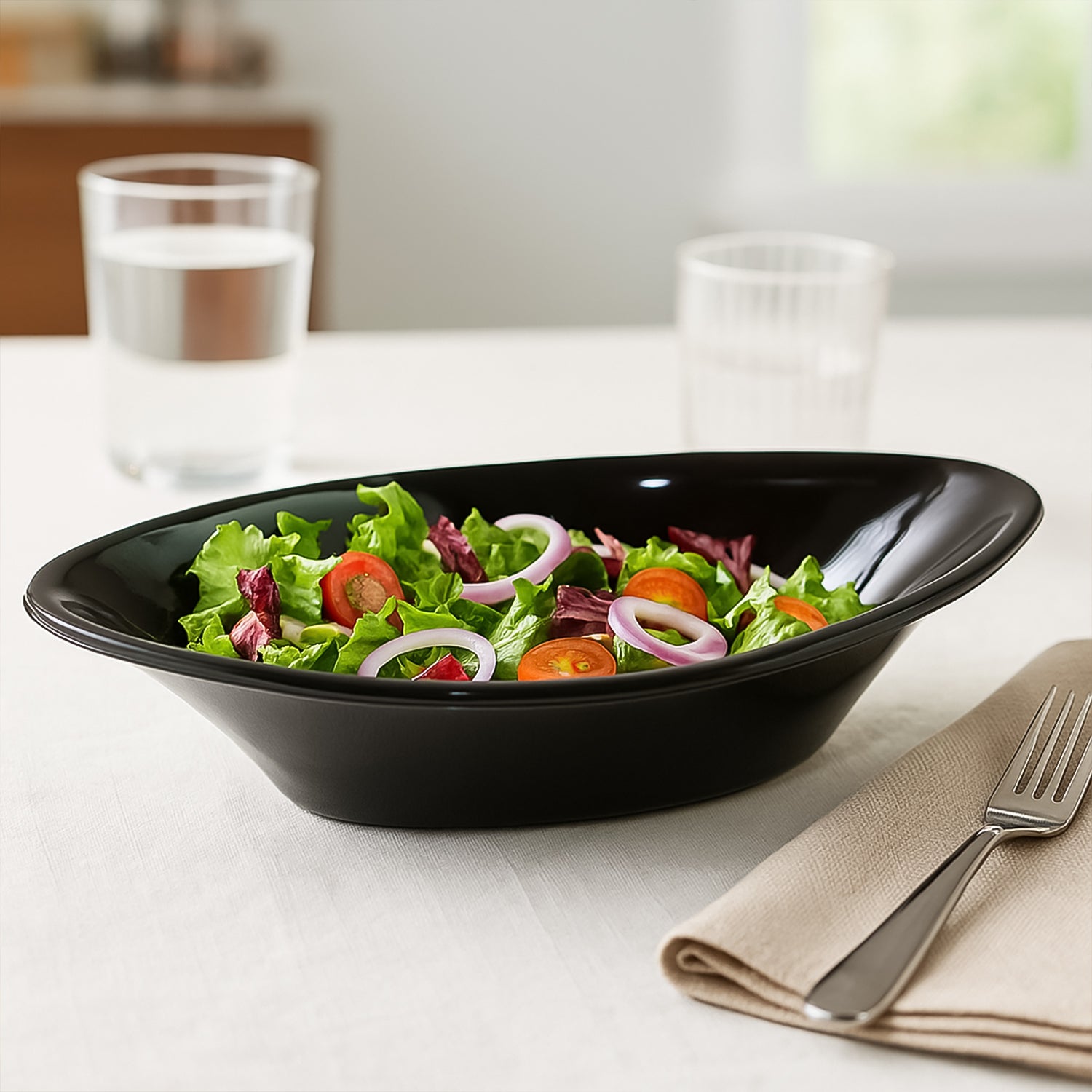 Plastic Marin Serving Bowl – Elegant Oval Deep Bowl (1 Pc / Balck)