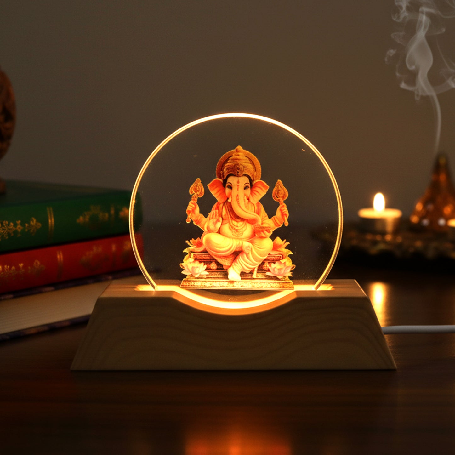 Premium 3D Lord Ganesha Acrylic LED Night Lamp (1 Pc)