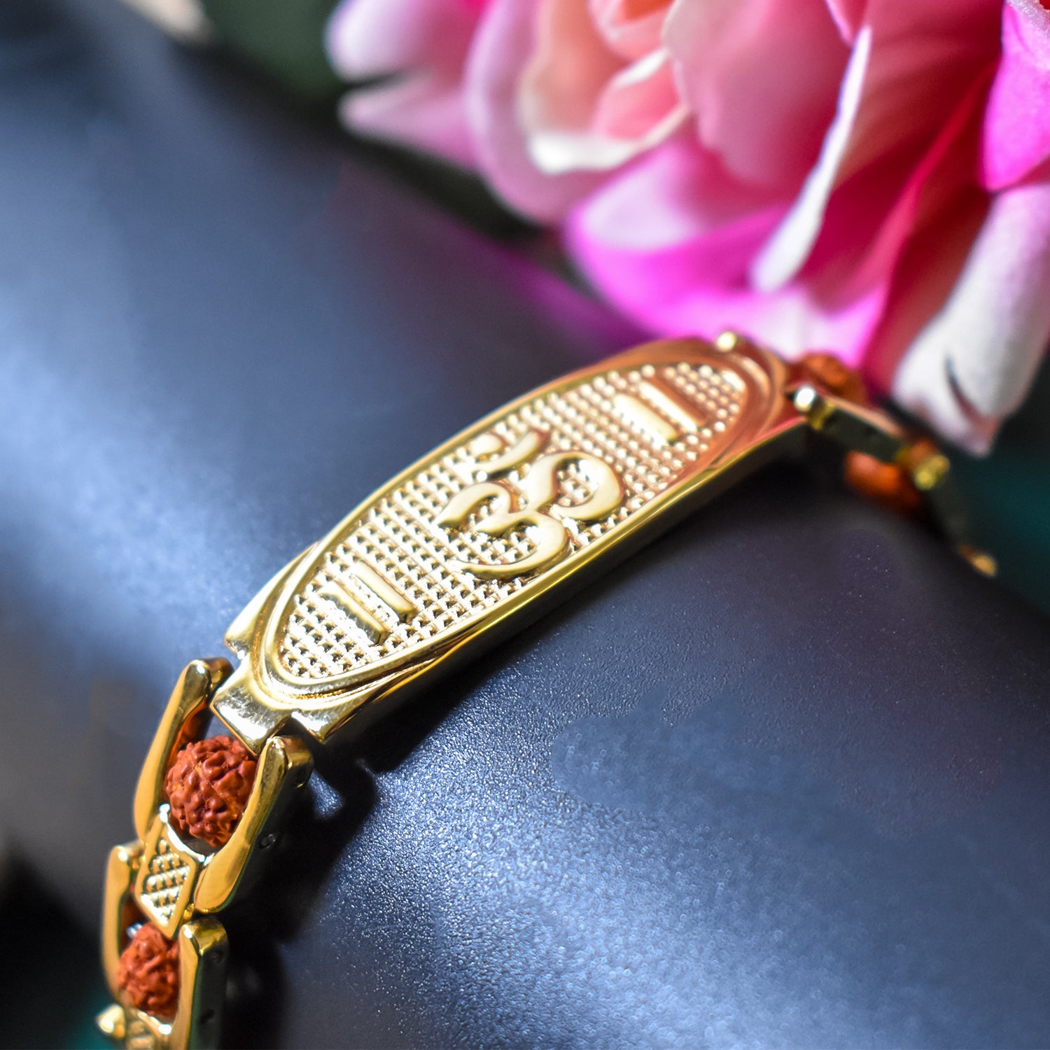 Om Name  Bracelet with Rudraksha: Divine Energy and Protection