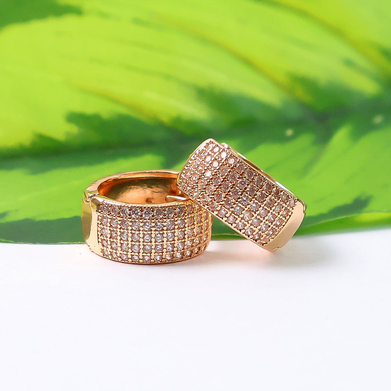 Classic Gold-Plated CZ Hoop Earrings for Women