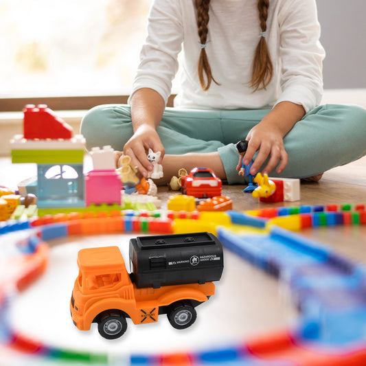 बच्चों के लिए टैंकर ट्रक खिलौने, घर्षण शक्ति वाहन खिलौना ट्रक, प्लास्टिक ट्रक, लड़कों लड़कियों और बच्चों के लिए घर्षण शक्ति खिलौना ट्रक (1 पीसी / मिक्स रंग)