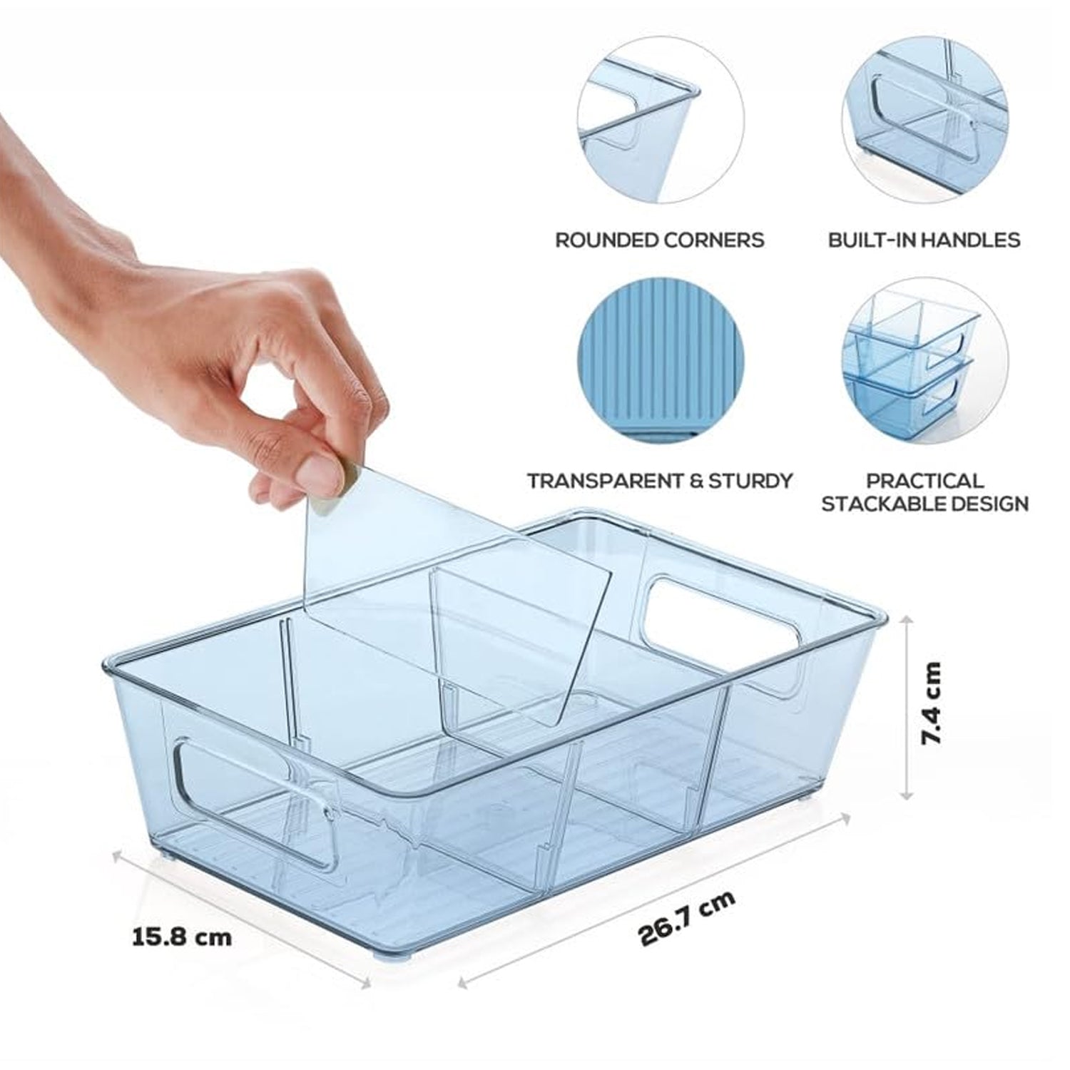 5776 પ્લાસ્ટિક રેફ્રિજરેટર ઓર્ગેનાઈઝર ડબ્બા, હેન્ડલ સાથે 2 સ્ટેકેબલ ફ્રિજ ઓર્ગેનાઈઝરનો સેટ, ફ્રીઝર કિચન કેબિનેટ ઓર્ગેનાઈઝેશન અને સ્ટોરેજ માટે ક્લિયર ઓર્ગેનાઈઝિંગ ફૂડ ફ્રુટ વેજીટેબલ્સ પેન્ટ્રી સ્ટોરેજ ડબ્બા (2 પીસીએસ સેટ મિક્સ કલર)