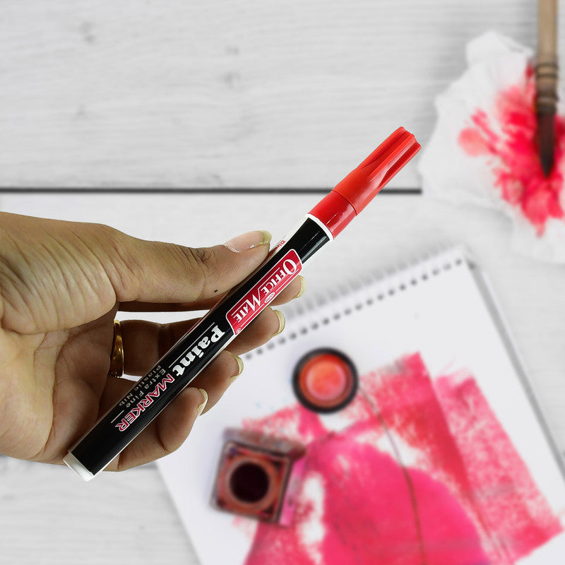 Office Mate Paint Marker – Red Colour Extra Fine Plastic Nib