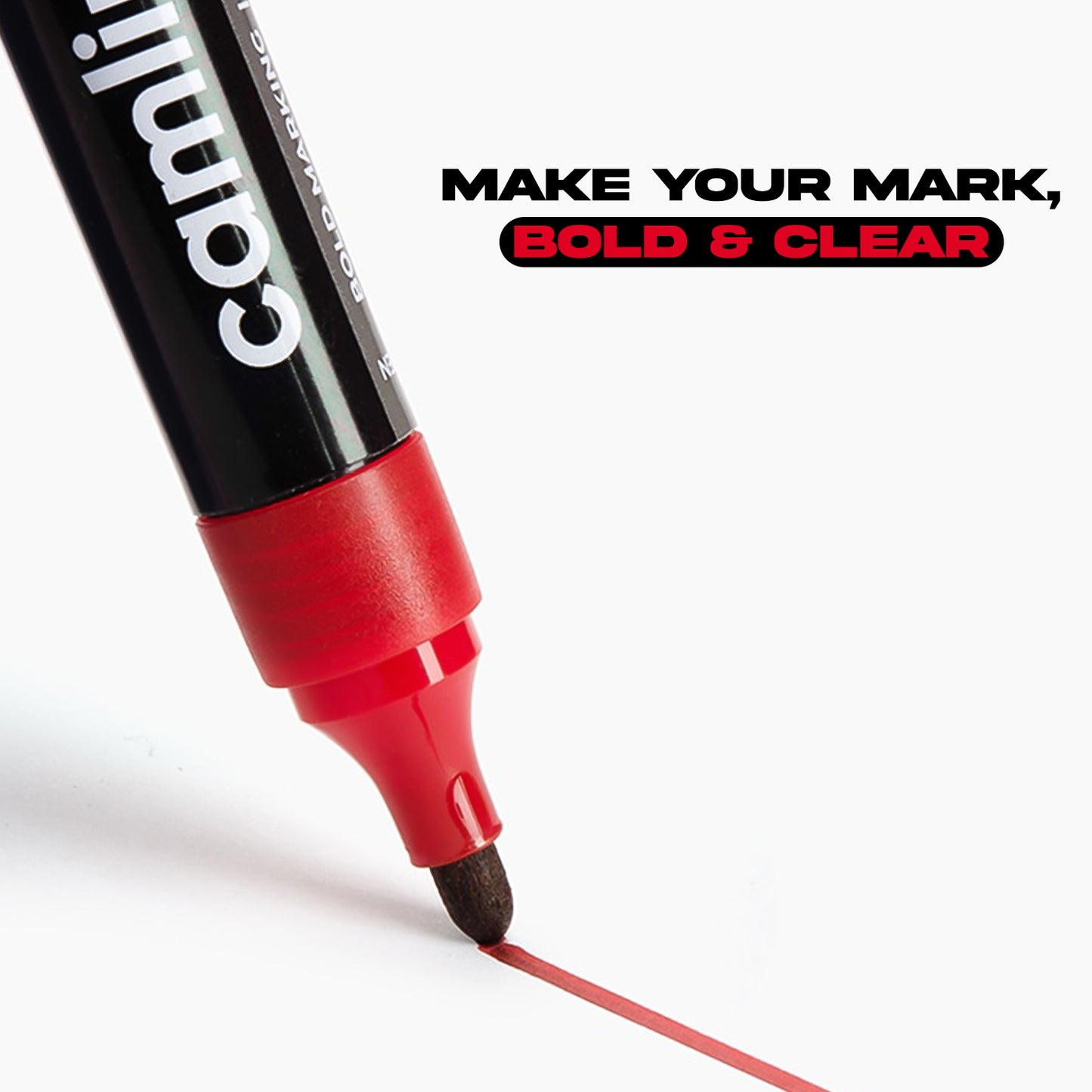 Camlin Bold-E Permanent Marker – Refillable Bold Writing (Red, Pack of 10)