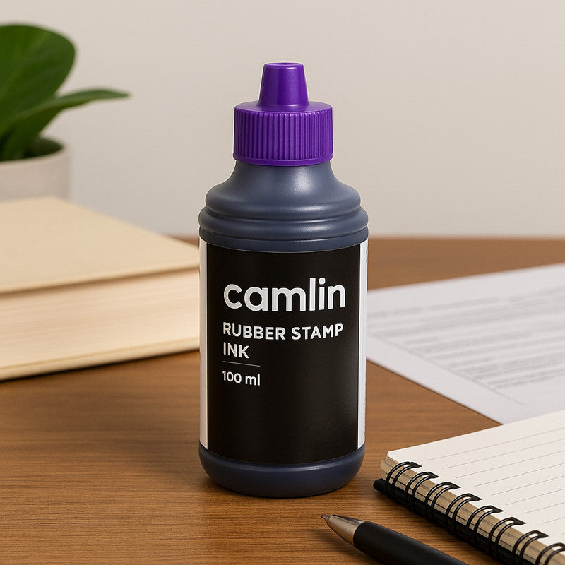 Camlin Rubber Stamp Ink – Violet Colour, 100 ml Long-Lasting Quick-Drying Ink for Office and Professional Use
