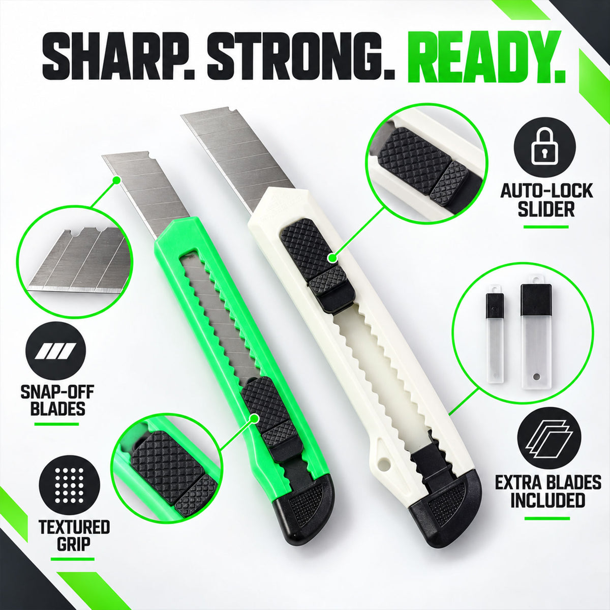 Office Paper Cutter Knife Set with Extra Blades for Parcel Opening (1 Set)