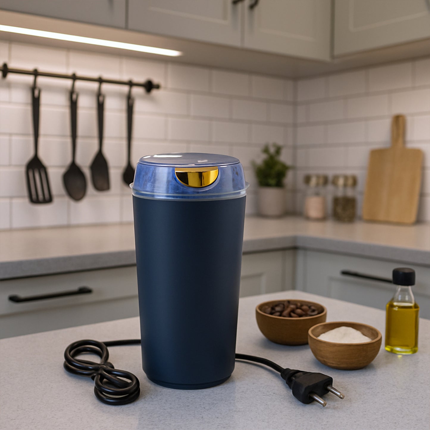 मिनी मिक्सर, छोटा ब्लेंडर, पावर फुल मिनी ग्राइंडर, इलेक्ट्रिक कॉफी बीन ग्राइंडर ग्राइंडर मशीन पोर्टेबल ग्राइंडर घर और ऑफिस के लिए। (4 ब्लेड ग्राइंडर)