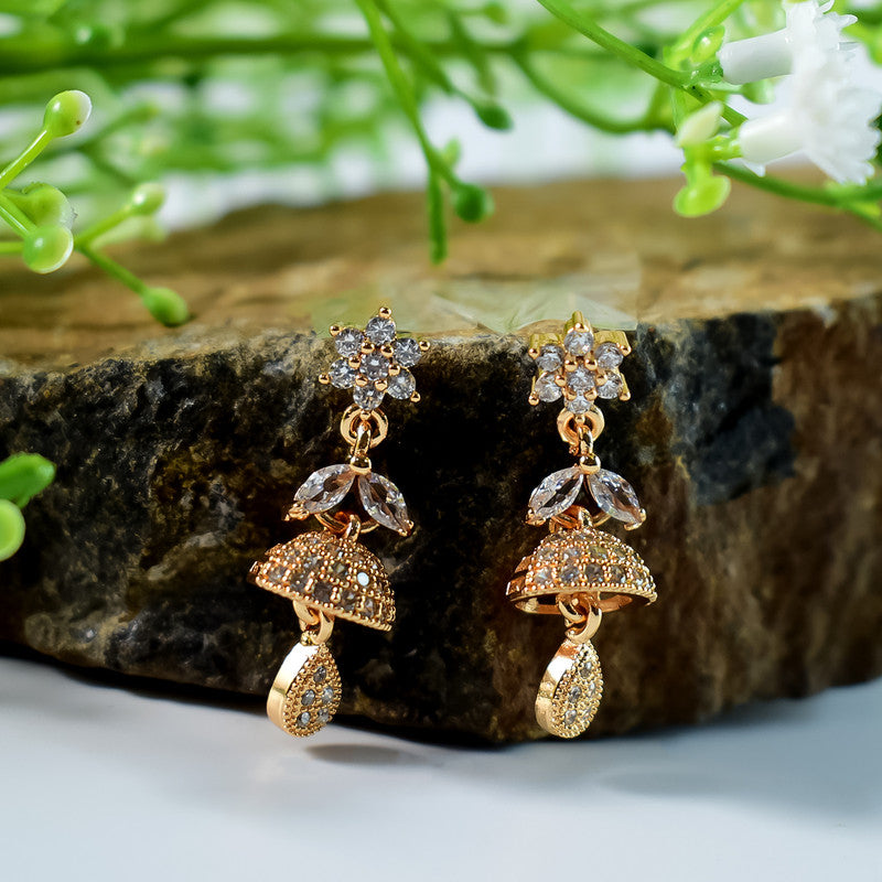 Elegant Floral Drop CZ Stone Earrings for Women