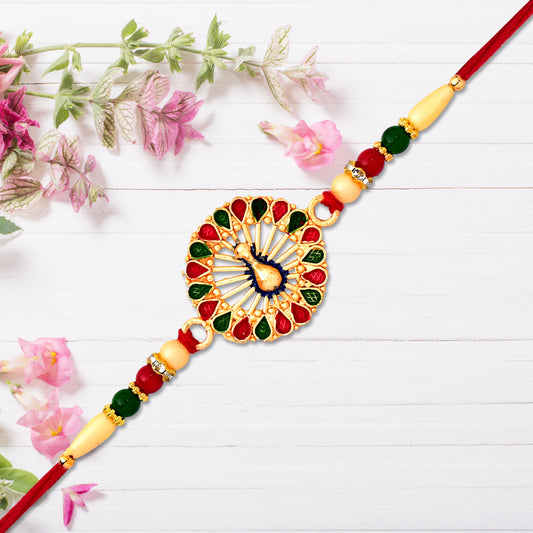 Vinayak Vrat Rakhi displayed with traditional puja items for Raksha Bandhan