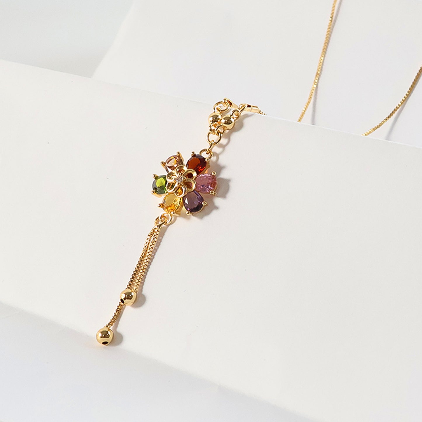Gold Multicolor Pendant Necklace for Women