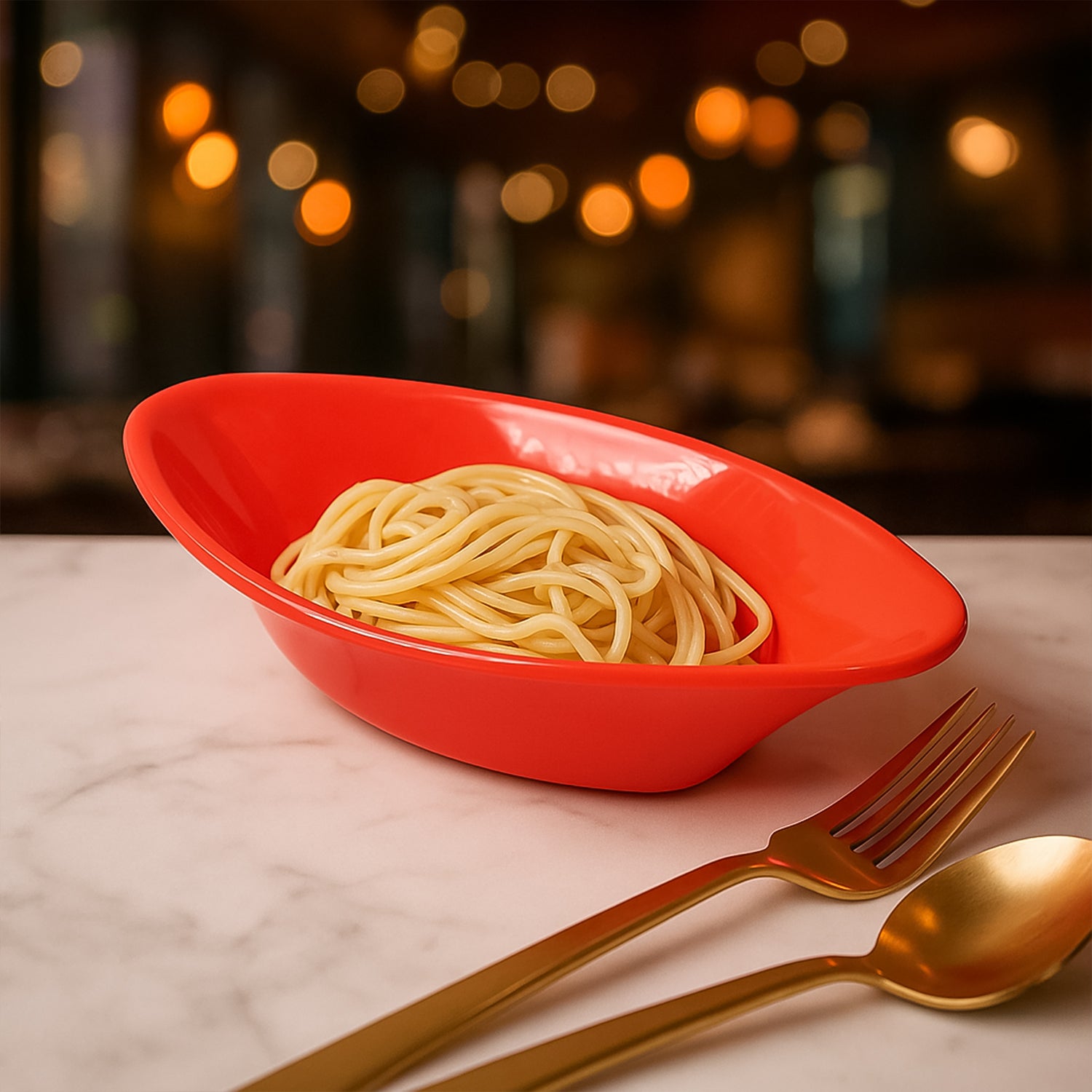 Plastic Marin Serving Bowl – Elegant Oval Deep Bowl (1 Pc / Red)