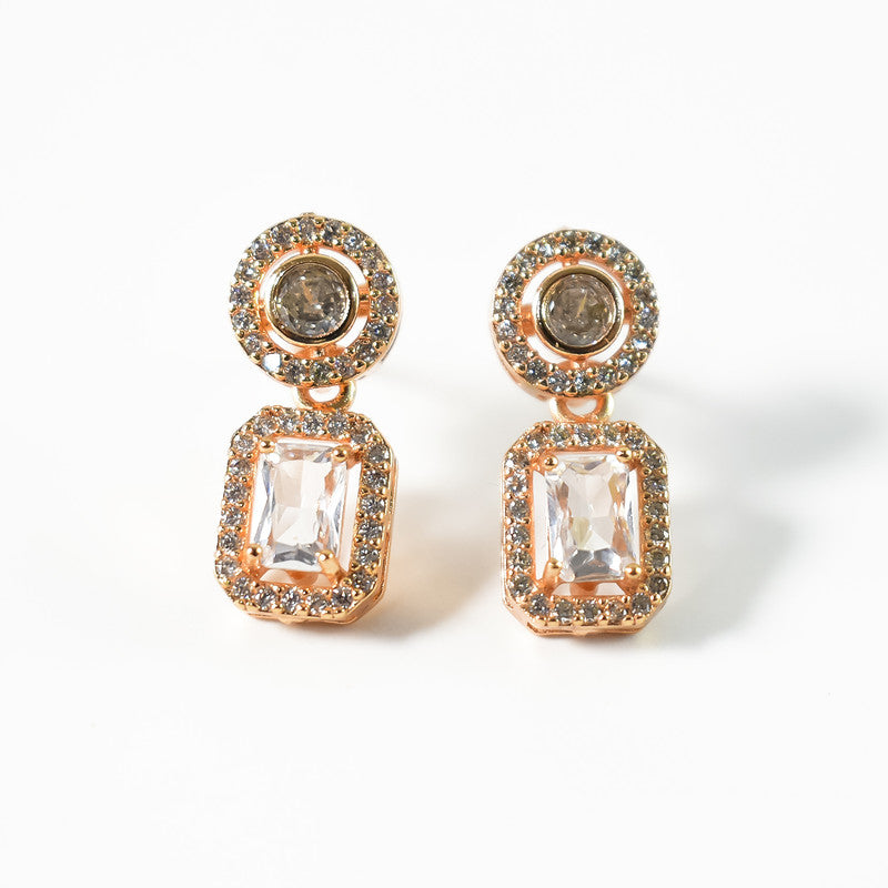 Elegant Rectangular CZ Stone Drop Earrings for Women