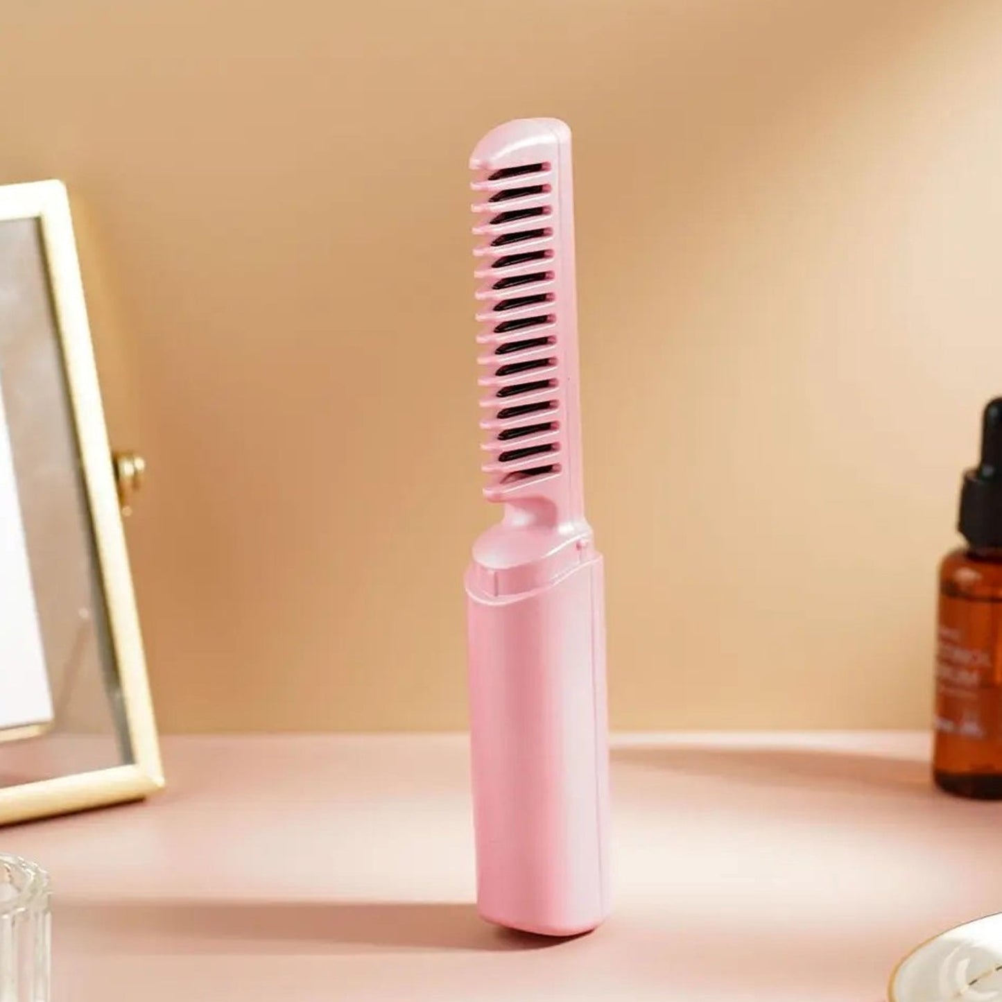 Rechargeable Mini Hair Straightener, Three Temperature Adjustments Flat Iron Comb (1 Pc)