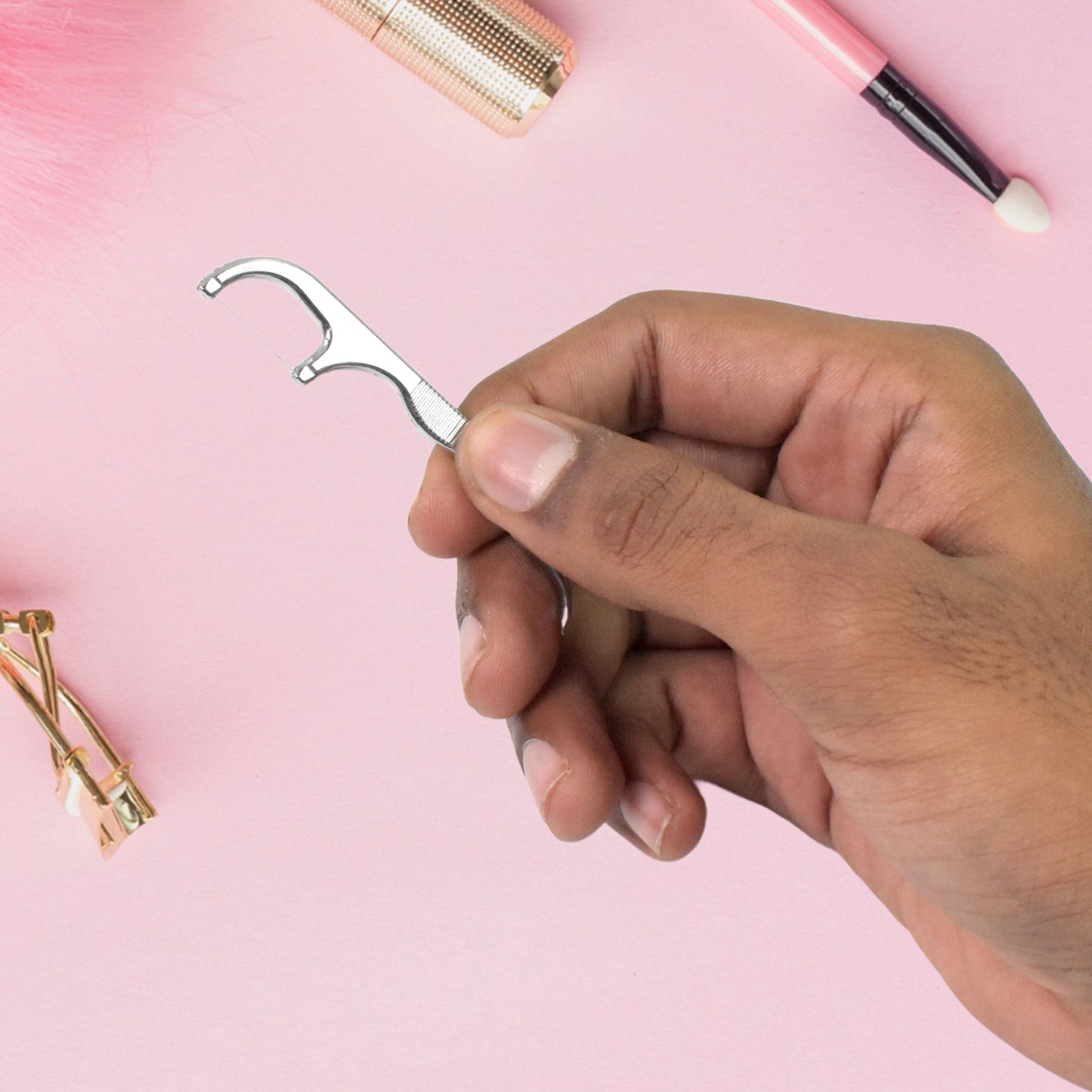 SmileShine 7-piece stainless steel toothpick and floss kit