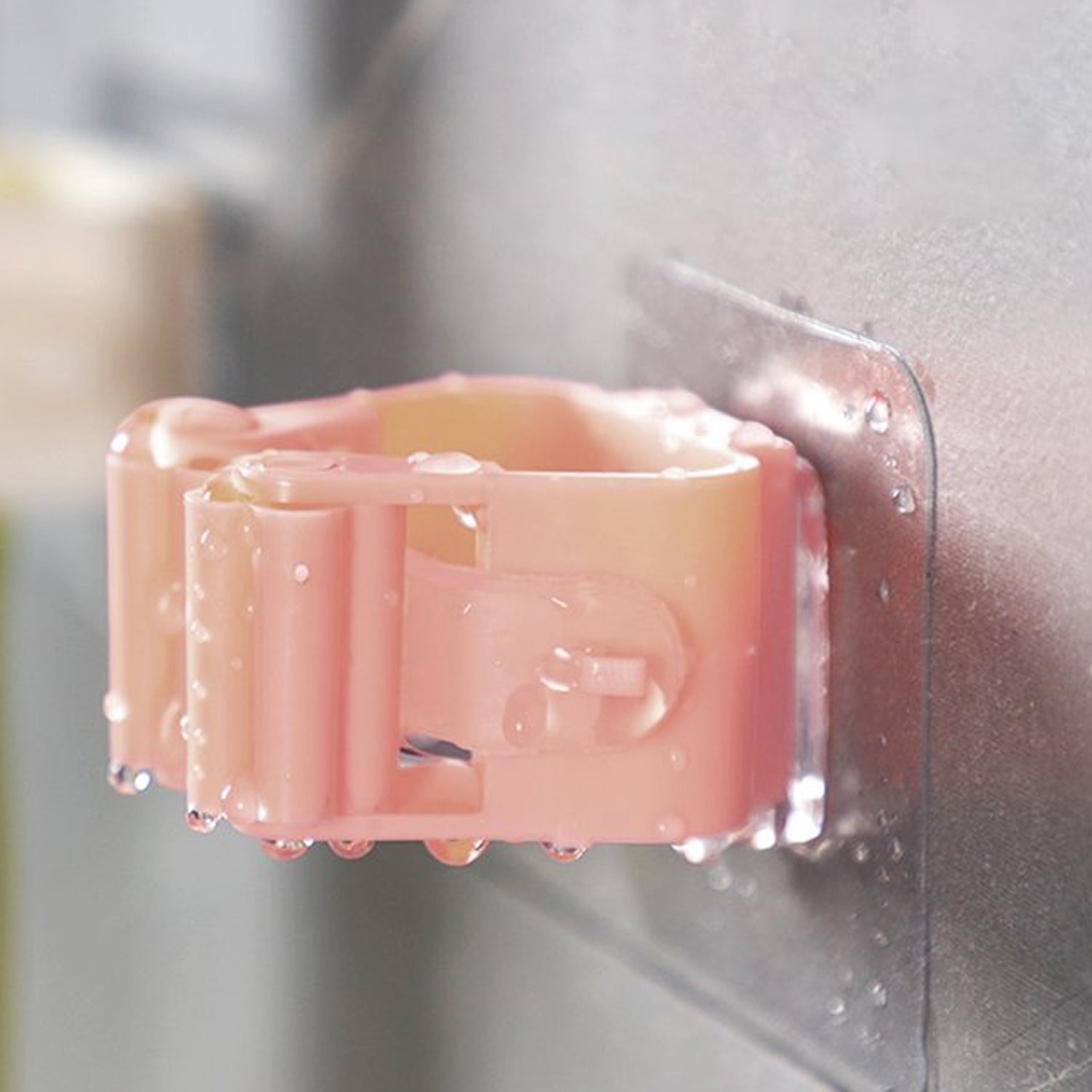 7458 બ્રૂમ હોલ્ડર વોલ માઉન્ટેડ, મોપ અને બ્રૂમ હોલ્ડર બ્રૂમ ઓર્ગેનાઈઝર ગ્રિપ ક્લિપ્સ, કોઈ ડ્રિલિંગ, વોલ માઉન્ટેડ સ્ટોરેજ રેક સ્ટોરેજ અને કિચન, બાથરૂમ, ગાર્ડન (1 પીસી)