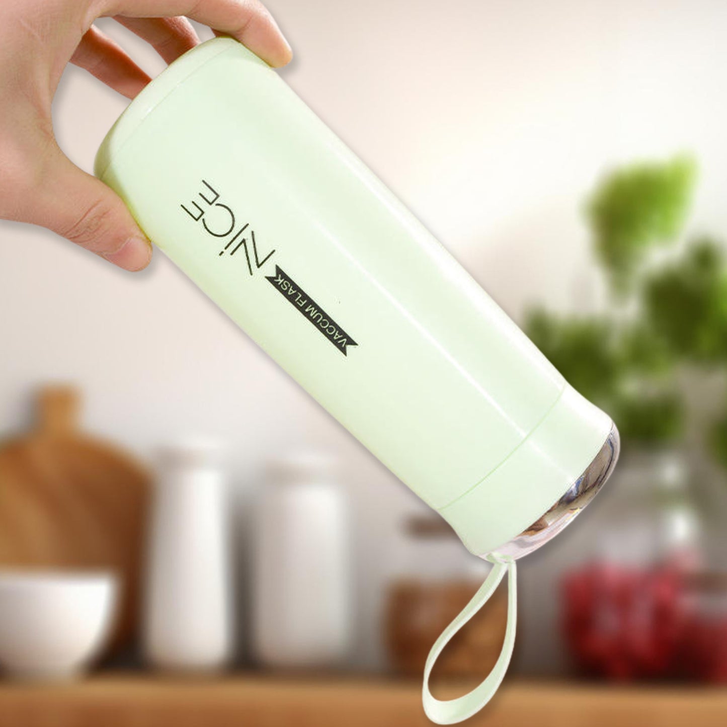 Water bottle 400ml leak proof, glass water bottle with daily water intake for gym and children, Nice Bottle (1 pc / White Color)