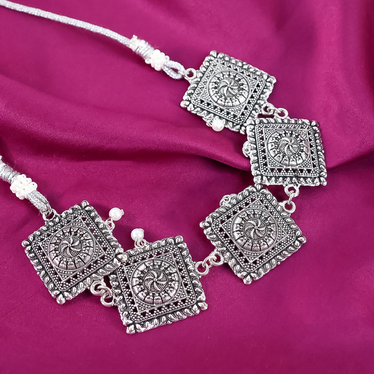 Brass Choker Necklace With Earrings (2Pc)