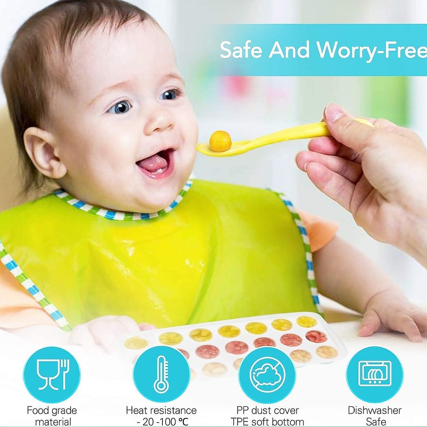 21 कैविटी पॉप अप आइस क्यूब ट्रे - आसान रिलीज, लचीला सिलिकॉन बॉटम - स्टैकेबल, BPA मुक्त, खाद्य ग्रेड - सुविधाजनक फ्रीजर आइस मेकिंग के लिए (2 पीस सेट)