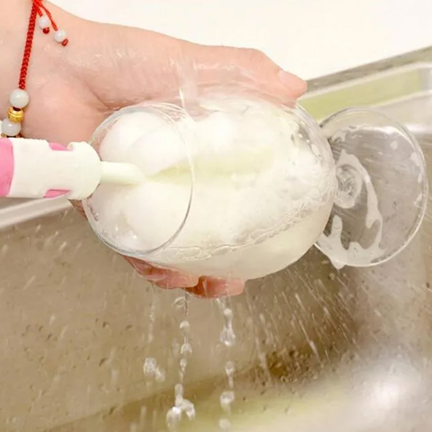 8857 વાનગીઓ માટે સ્પોન્જ ક્લિનિંગ બ્રશ કિચન ટૂલ બોટલ સોફ્ટ બ્રશ| પ્લાસ્ટિકના લાંબા હેન્ડલ સાથે ક્લિનિંગ બ્રશ ક્લીનર, કપ મગ કેટલ્સ વાઇન ગ્લાસ અને બેબી બોટલ્સ માટે સોફ્ટ ડીશ ધોવાનું ફોમ ક્લિનિંગ બ્રશ (1 પીસી)