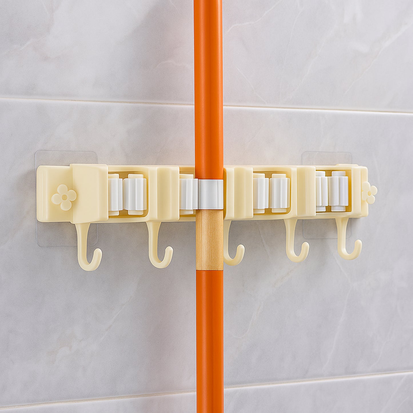 Self-Adhesive Wall-Mount Broom & Mop Holder Rack
