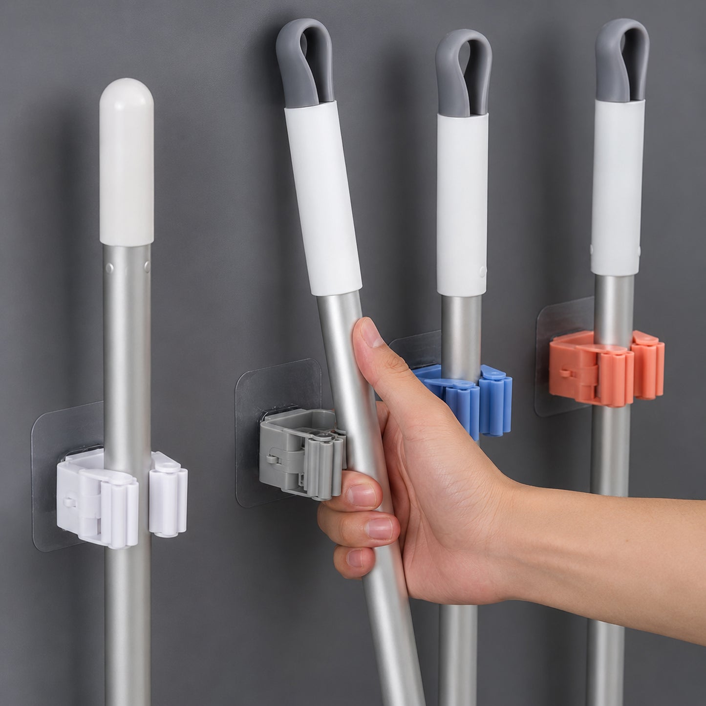 Broom holder laundry room