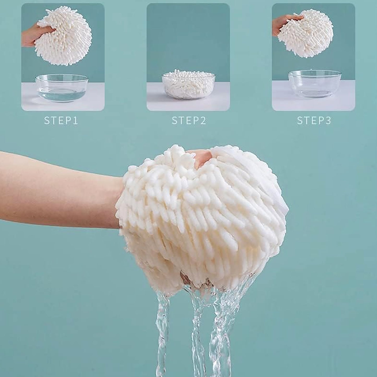White hanging towel displaying sponge inner core