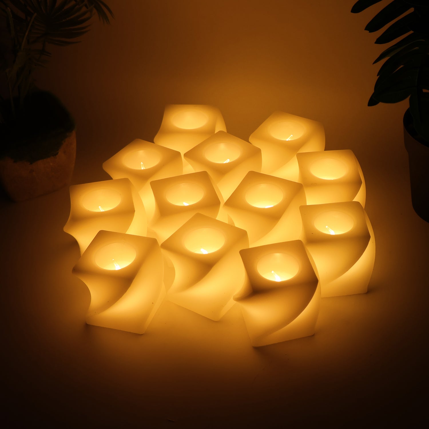 12Pc Square Shape Tealight Diwali Candles