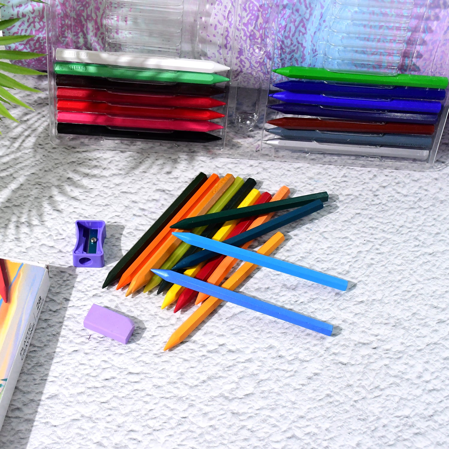 Camel Plastic Crayons with Free Sharpener & Eraser - 28 Shades