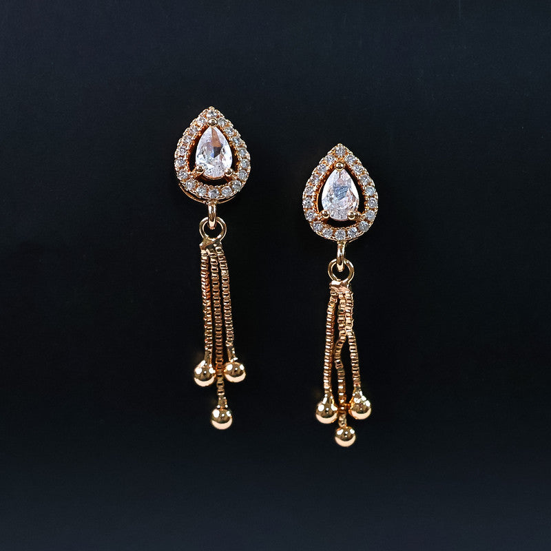 Stylish Teardrop CZ Stone Dangle Earrings for Women