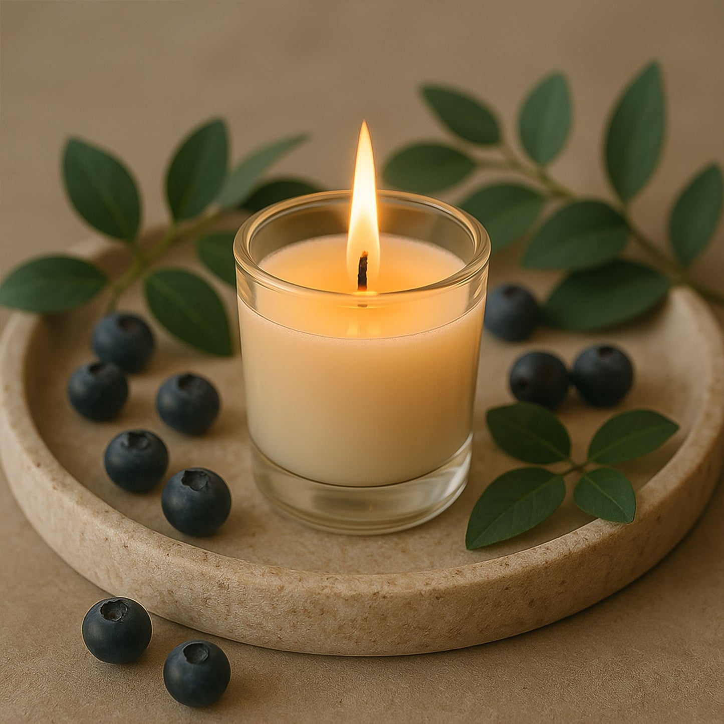 In'lief Blueberry Soy-Blend Votive Candle Glass – 50 gm (1 Pc)