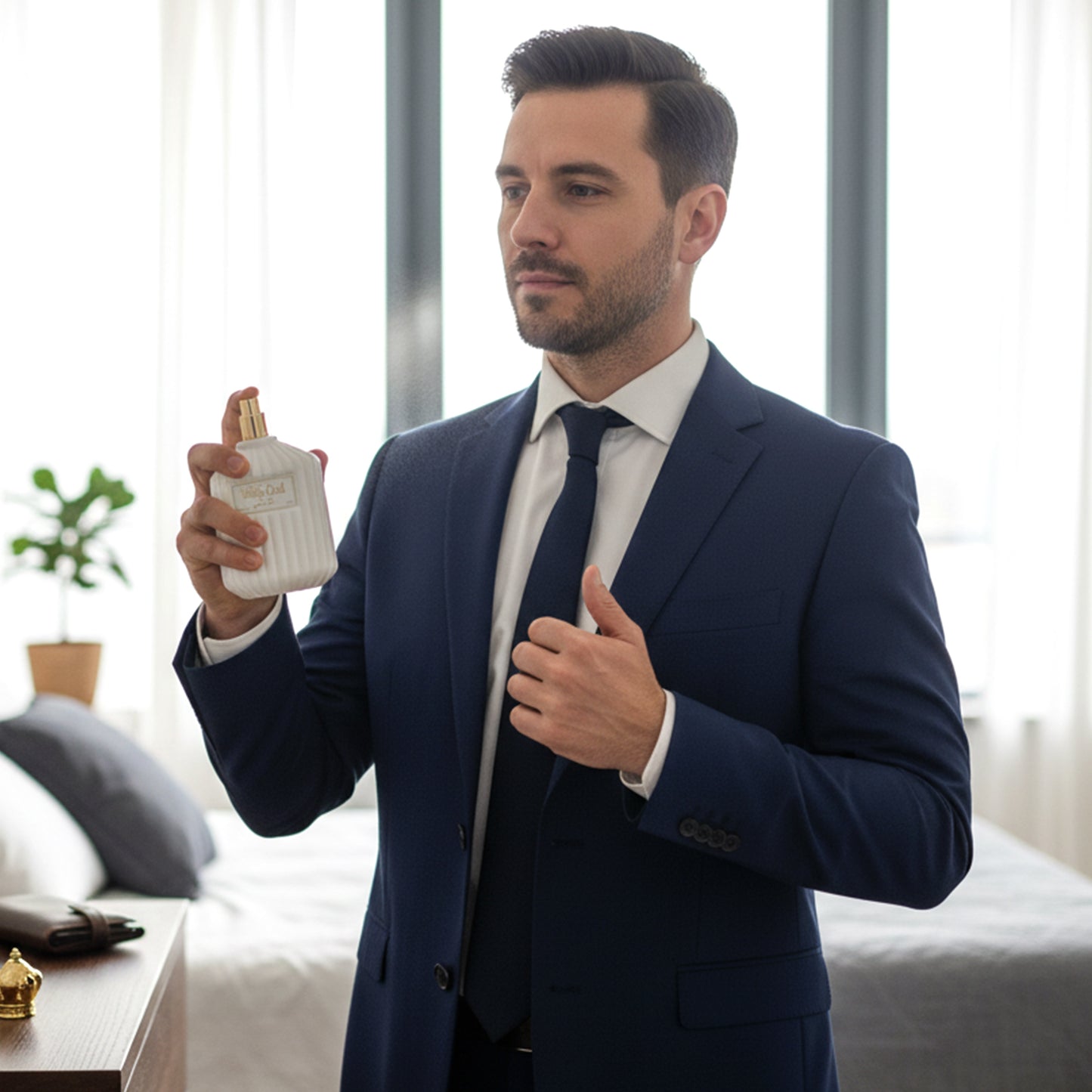 luxury White Oud perfume bottle design